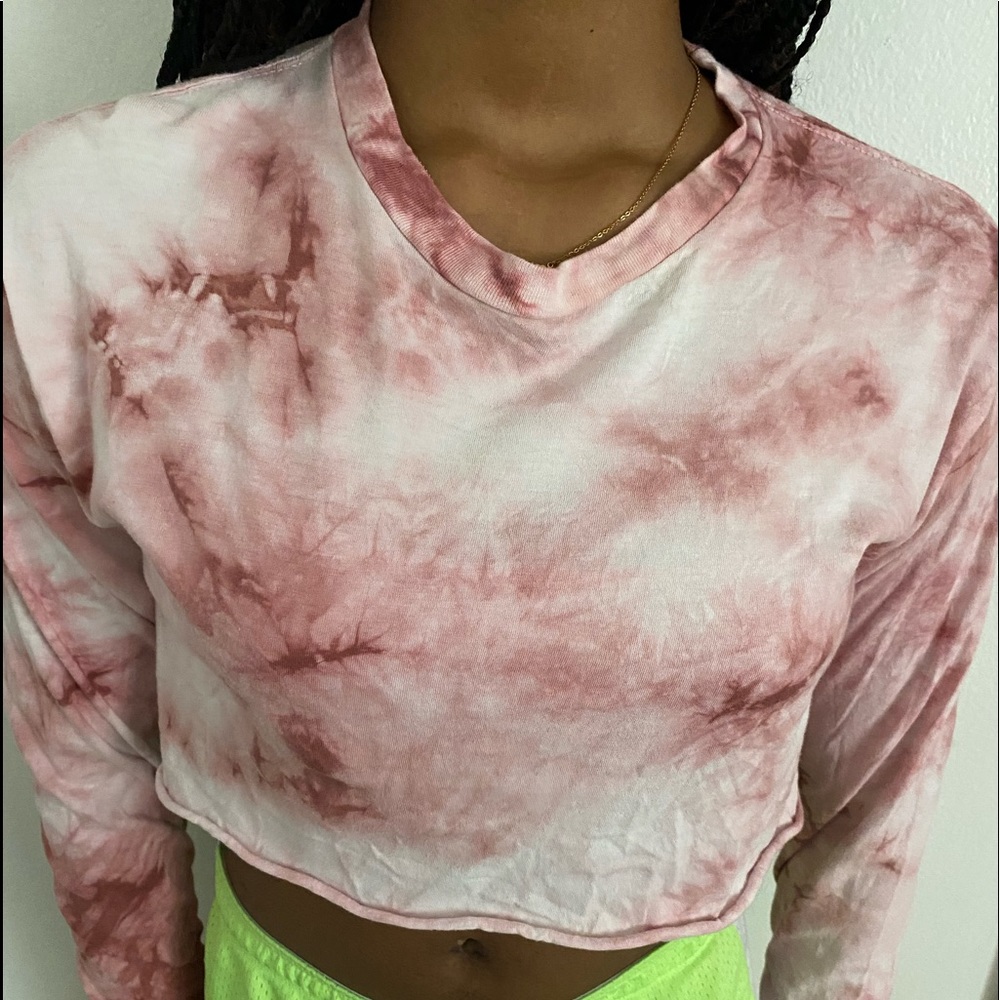 Pink tie dye crop top